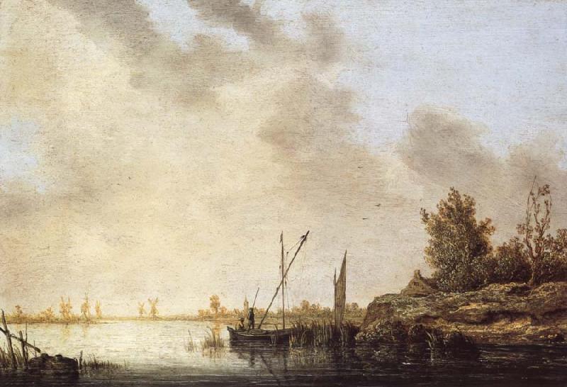 Aelbert Cuyp A River Scene with Distant Windmills Spain oil painting art